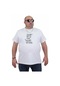 Starbattal Erkek Büyük Beden Sıfır Yaka Tişört Cool Boys 24125 Beyaz-beyaz