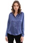 Kadın İndigo Dökümlü Saten Gömlek-23606-indigo