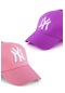 Unisex 2'li Set Pembe ve Mor Renk Ny New York Beyzbol Şapka - Unisex