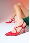 Luvishoes Coje Kırmızı Rugan Kadın Sivri Burun İnce Topuklu Ayakkabı