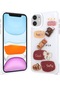 Ekılıf - İphone 11 Uyumlu Kılıf Parlayan Simli Kabartma Figürlü Cevze Kapak - Beyaz