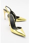 Luvishoes Twine Metalik Sarı Kadın Topuklu Ayakkabı