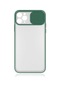 Kilifone - İphone Uyumlu İphone 11 Pro Max - Kılıf Slayt Sürgülü Arkası Buzlu Lensi Kapak - Koyu Yeşil