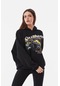 Fullamoda Baskılı Kapüşonlu Oversize Sweatshirt- Siyah 23KGB890176686-Siyah