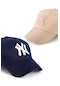 Unisex 2'li Set Lacivert ve Bej Renk Ny New York Beyzbol Şapka - Unisex