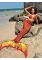 Ikkb Yaz Yeni Avrupa ve Amerikan Bölünmüş Denizkızı Plaj Bikini 3 Parçalı Set Kırmızı