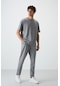 Tommy Life Gri Melanj Pamuklu Kalın Yumuşak Dokulu Oversize Fit Basic Erkek Eşofman Takım - 85251 GRİ MELANJ