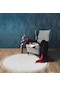 Valery Home Yuvarlak Comfort Puffy Ponpon Saçaklı Peluş Ekru