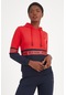 Maraton Sportswear Regular Kadın Kapşonlu Uzun Kol Basic Kırmızı Sweatshirt 19432-kırmızı