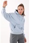 Maraton Sportswear Comfort Kadın Kapşonlu Uzun Kol Basic Sislimavi Sweatshirt 21474-sislimavi