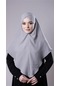 Gri Pratik Hazır Geçmeli Tesettür Eşarp Pamuk Caz Kumaş Tek Katlı Çapraz Hijab 2305 15