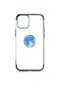 Tecno - İphone Uyumlu İphone 12 - Kılıf Yüzüklü Kenarları Renkli Arkası Şeffaf Gess Silikon - Mavi