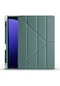 Kilifone - Galaxy Uyumlu Galaxy Tab S9 Plus - Kılıf Kalem Bölmeli Stand Olabilen Origami Tri Folding Tablet Kılıfı - Koyu Yeşil