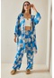 Mavi Çiçek Desenli Kimono Takım 5yxk8-48600-12