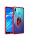 Noktaks - Huawei Uyumlu Huawei Y7 Prime 2019 / Y7 2019 - Kılıf Yüzüklü Arkası Şeffaf Koruyucu Mola Kapak - Kırmızı