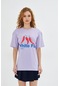 White Fox Kadın Biber Baskılı Bisiklet Yaka T-shirt Mor