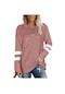 Bahar T-shirt Uzun Kollu Rahat Rahat T-shirt Ekleme O-boyun Baskılı Moda Kadın Üst Giysiler Kadın 18189 Pembe