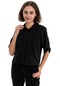 Kadın Siyah Tek Cep Kısa Gömlek-23151-siyah