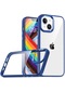 Noktaks - iPhone Uyumlu 14 Plus - Kılıf Arkası Şeffaf Kamera Çevresi Parlak Zıt Renkli Flora Kapak - Lacivert
