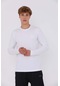 Maraton Sportswear Regular Erkek Bisiklet Yaka Uzun Kol Basic Beyaz Sweatshirt 20906-beyaz