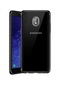 Noktaks - Samsung Galaxy Uyumlu J4 - Kılıf Dört Köşesi Renkli Arkası Şefaf Lazer Silikon Kapak - Siyah
