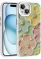 Mutcase - İphone Uyumlu İphone 15 - Kılıf Çiçek Desenli Parlak Taşlı Sert Silikon Garden Kapak - Colorful