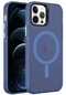 iPhone Uyumlu 12 Pro Kılıf Magsafe Destekli Buzlu Transparan C-pro Sert Arka Kapak - Lacivert