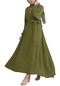 Kadın Haki Kuşaklı Ayrobin Elbise-22003-haki