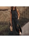 Kadın Yeni Düz Renk Gündelik Moda Kişilik Kolsuz Elbise Siyah