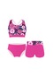 Gül Kırmızısı Kızlar Mayolar 3 Parça Tankini Mayo Çocuklar İçin Boyshort Yaz Plaj Rash Guard Mayo