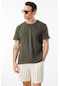 Erkek T-shirt %100 Pamuk Regular Fit Standart Kesim Bisiklet Yaka Basic Tişört Basıc-t-shırt1 Haki