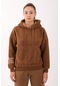 Maraton Sportswear Comfort Kadın Kapşonlu Uzun Kol Basic Taba Sweatshirt 21443-taba