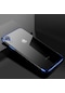 Noktaks - iPhone Uyumlu Xr 6.1 - Kılıf Dört Köşesi Renkli Arkası Şefaf Lazer Silikon Kapak - Mavi