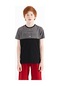 Tommy Life Siyah Yazı Baskılı Renk Bloklu Standart Kalıp O Yaka Erkek Çocuk T-shirt - 11134 Siyah
