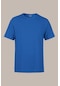 COMEOR Erkek İndigo Slim Fit Pamuklu Kısa Kollu Bisiklet Yaka T-shirt İndigo