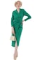 Kadın Yeşil Şal Yaka Önü Büzgülü Elbise-27004-yeşil