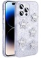 Kilifone - İphone Uyumlu İphone 14 Pro Max - Kılıf Airbagli Simli Arka Yüzey Işıltı Silikon Kapak - Beyaz-yıldız
