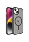Mutcase - İphone Uyumlu İphone 13 - Kılıf Arkası Mat Kablosuz Şarj Destekli Flet Magsafe Kapak - Siyah