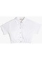 Koton Crop Gömlek Kısa Kollu İnci Düğme Detaylı Beli Lastikli Pamuklu Beyaz 3skg60192aw 3SKG60192AW000