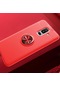 Mutcase - Samsung Uyumlu Galaxy A6 Plus 2018 - Kılıf Yüzüklü Auto Focus Ravel Karbon Silikon Kapak - Kırmızı