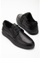 Hakiki Deri Atom 3 Bağlı Taban Dikişli Siyah Erkek Günlük Ayakkabı-2935-siyah