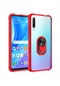 Noktaks - Huawei Uyumlu Huawei P Smart Pro 2019 Stk-l21 - Kılıf Yüzüklü Arkası Şeffaf Koruyucu Mola Kapak - Kırmızı