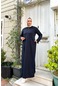 Kısa Fermuarlı Cepli Sade Basic Uzun Büyük Beden Spor Elbise - 12024 - Lacivert-lacivert
