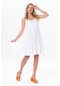 Askılı Serra Volanlı Kısa Yazlık Müslin Elbise Beyaz Byz-beyaz