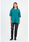 V Yaka Oversize T-shirt E24-742a-wn Petrol