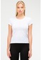 Beyaz Slim Fit Bisiklet Yaka Kısa Kol Kadın Tişört Sf0609 Beyaz