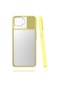 Tecno - Oppo A73 - Kılıf Slayt Sürgülü Arkası Buzlu Lensi Kapak - Sarı