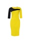 Ikkb Kadın Truvakar Kol Zıt Renkli Büyük Beden Elbise Sarı
