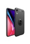 Noktaks - iPhone Uyumlu Xr 6.1 - Kılıf Yüzüklü Auto Focus Ravel Karbon Silikon Kapak - Siyah