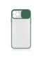 Kilifone - İphone Uyumlu İphone 11 Pro - Kılıf Slayt Sürgülü Arkası Buzlu Lensi Kapak - Koyu Yeşil